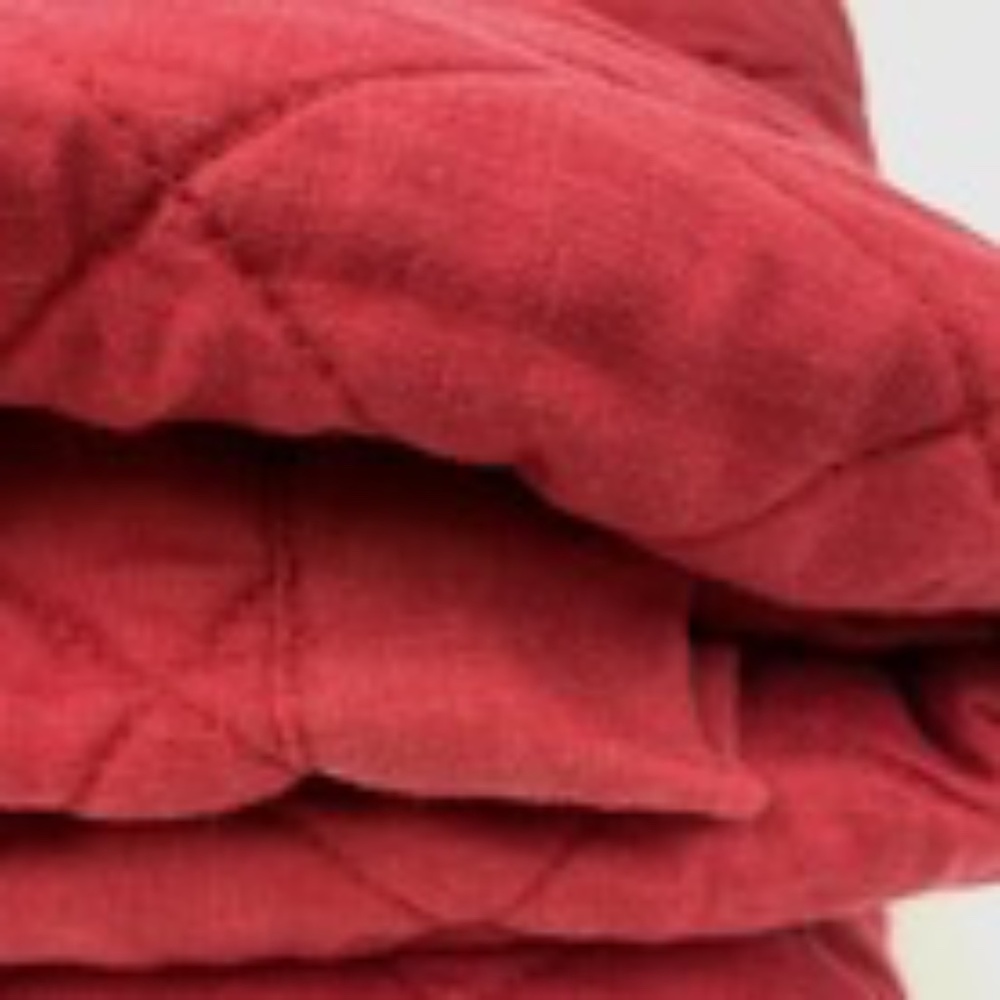 Pottery Barn Queen Red Belgian Flax Linen Diamond Quilt